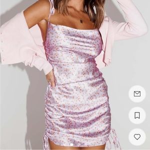 princess polly pink/purple silky/satin floral dress